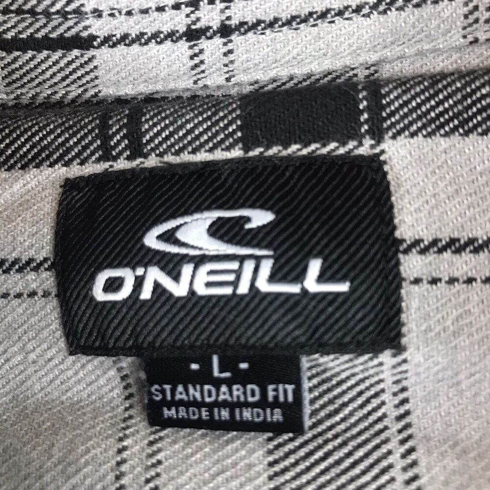 O'Neill Mens Carpenter LS Gray Black Plaid Long Sleeve Shirt Large $55 - Picture 2 of 5